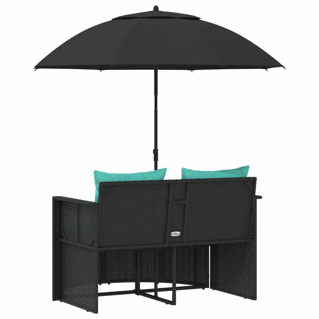 Divano da giardino con cuscino 8 pcs Nero e Turchese polyrattan 42025904