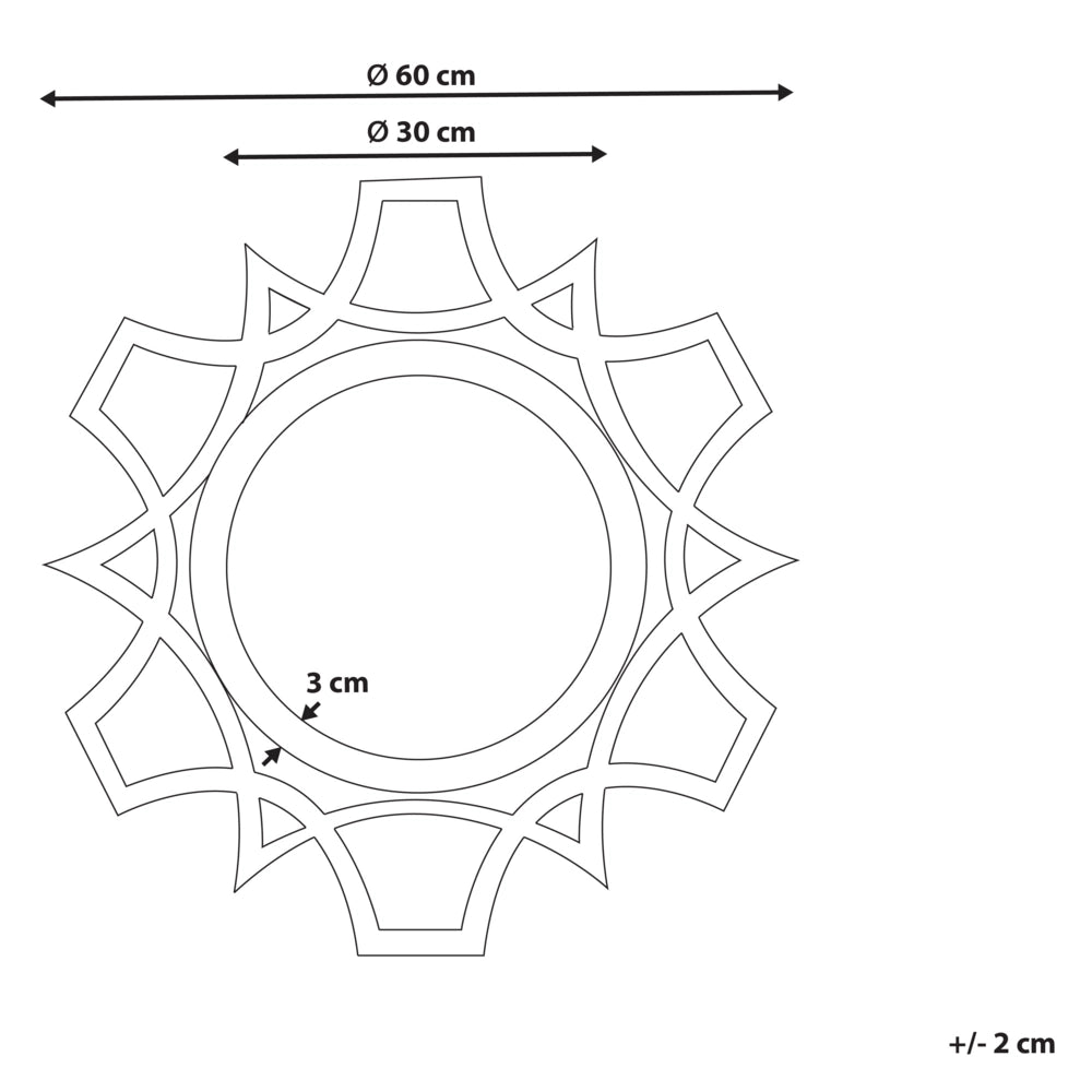 Specchio da parete legno chiaro MDF impiallacciato ø 60 cm Rotondo Decorativo Fatto mano Pezzo arredo Stile scandinavo