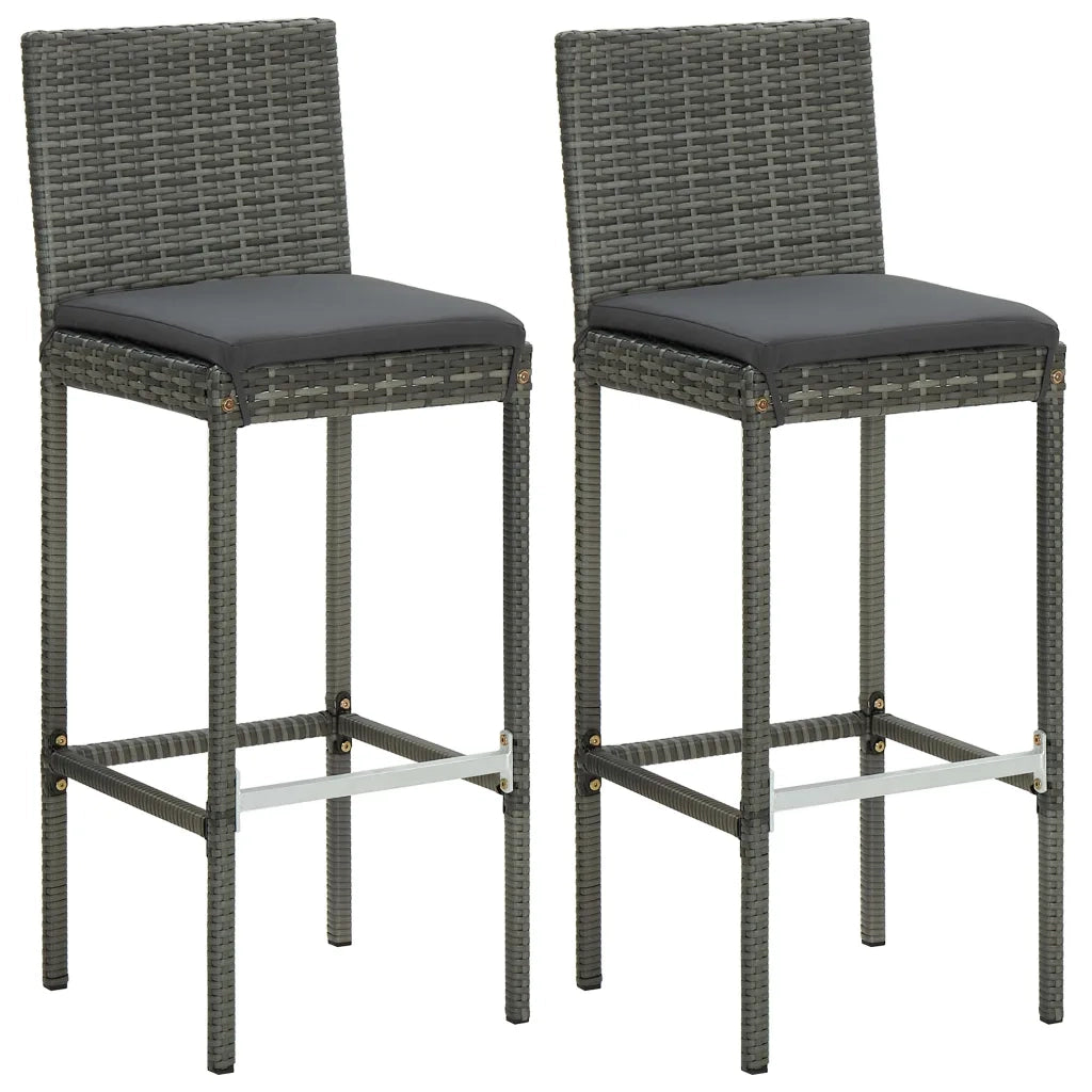 Set Bar da Giardino 3 pz con Cuscini in Polyrattan Grigio 3064857