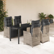 Set da Pranzo da Giardino 5 pz con Cuscini in Polyrattan Grigio 3213430