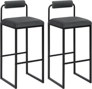 2x Sgabelli da Bar con Poggiapiedi, Sedie Alte con Schienale, Design Moderno, Sgabelli da Cucina Imbottiti in Velluto e Metallo, Grigio Scuro BH343dgr-2