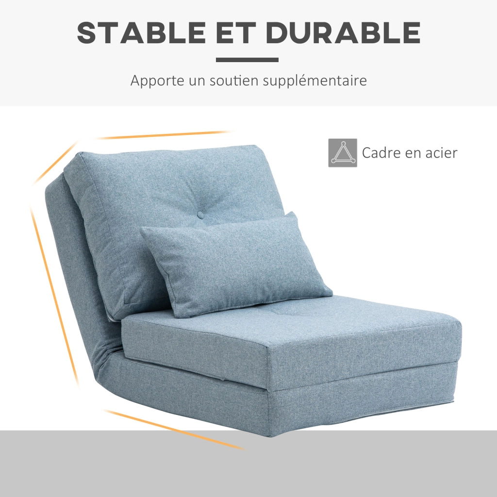 Poltrona letto imbottita con cuscino e schienale regolabile ¨C zephmum ¨C blu