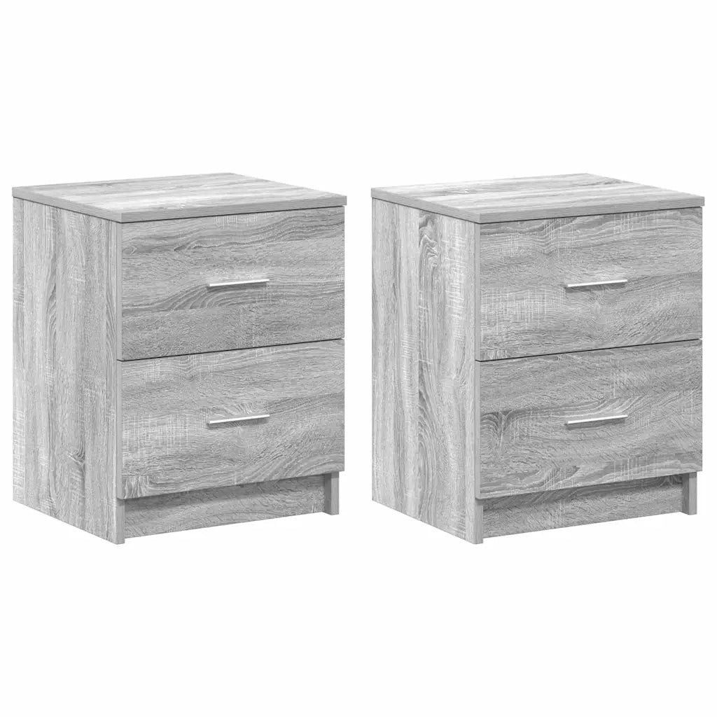 vidaXL Comodini 2 pz con 2 Cassetti Grigio Sonoma 40x36x50 cm