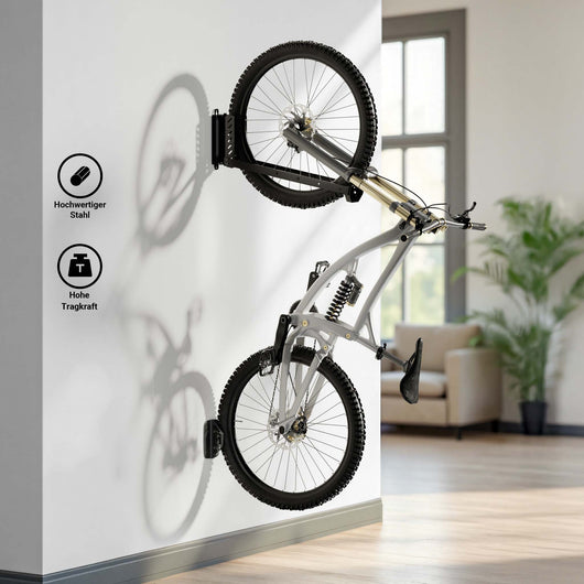 Portabici da parete orientabile, supporto per bici fino a 35 kg, 11,8 x 30,7-34 x 43,8-62,5 cm, gancio appendi bici richiudibile con braccio girevole