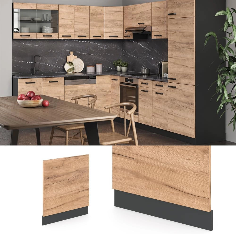 Pannello frontale R-Line, Quercia dorata, 60 cm, PL Antracite, per la libera combinazione all'interno di sistemi cucina modulari