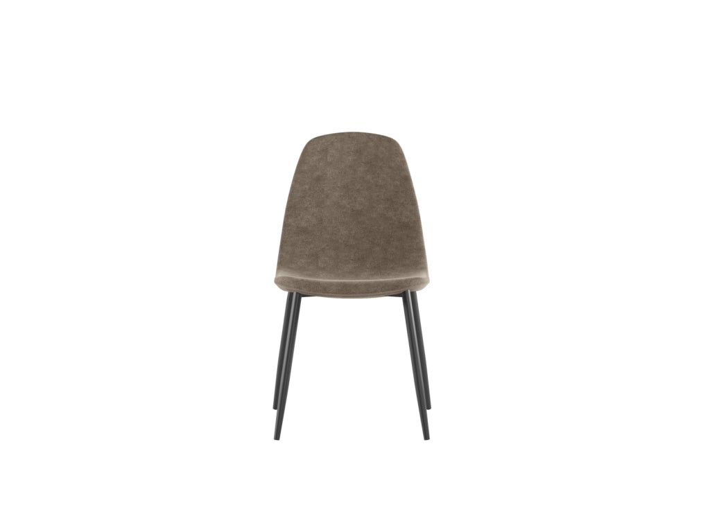 Sedia Brigitte in Similpelle Tortora Vintage con Struttura in Metallo Antracite - Seduta Imbottita Design Moderno Industrial - 4 Pezzi