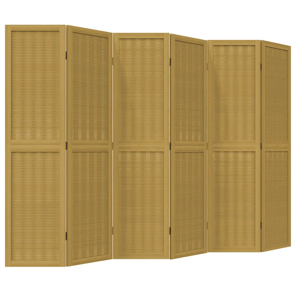 Divisorio Ambienti | Divider per stanze | Paravento 6 Pannelli Marrone Legno Massello Paulownia