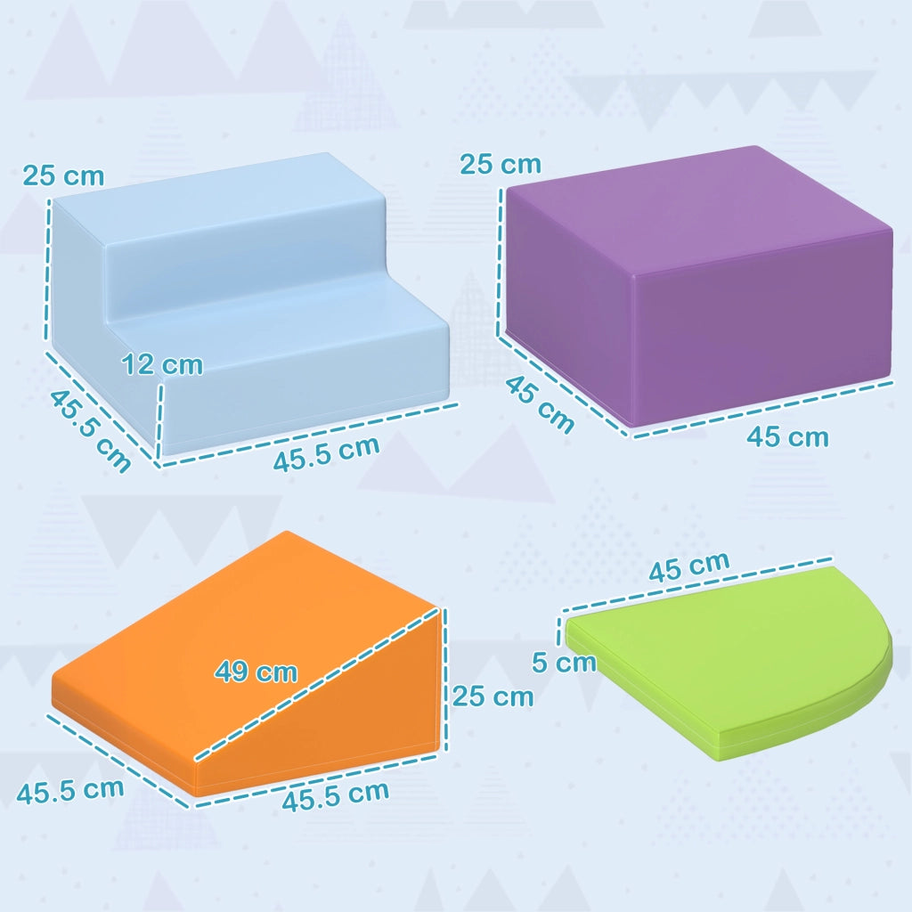 Set 4 Costruzioni Morbide per Bambini 1-3 Anni in Schiuma e Pelle PU Multicolore