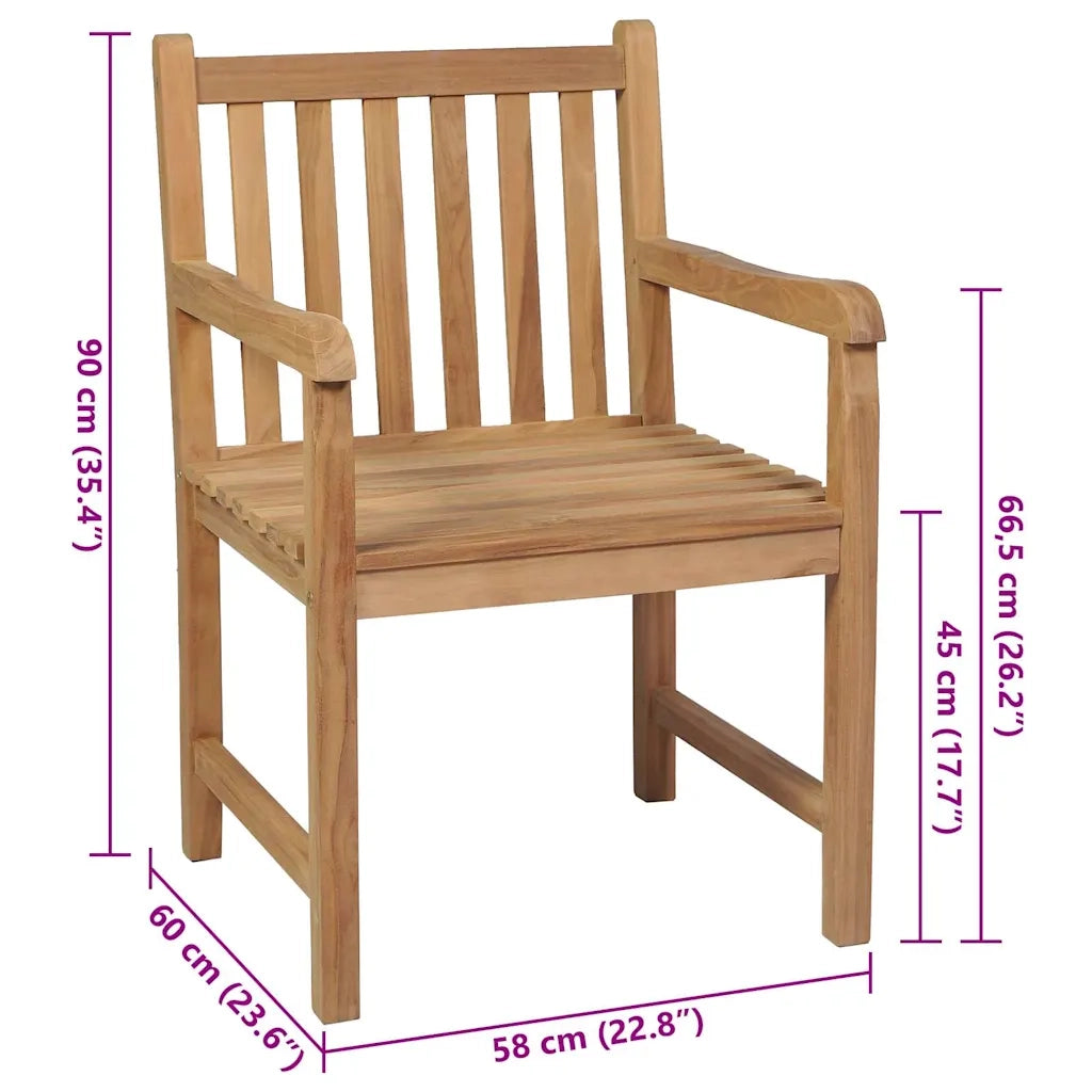 Sedie da Giardino 2 pz con Cuscini Neri Massello di Teak