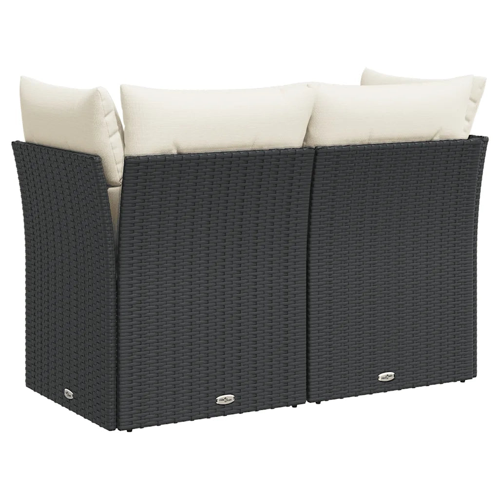 Divano da Giardino con Cuscini a 2 Posti-Sofa da Giardino-Divano da esterno Nero in Polyrattan 598604