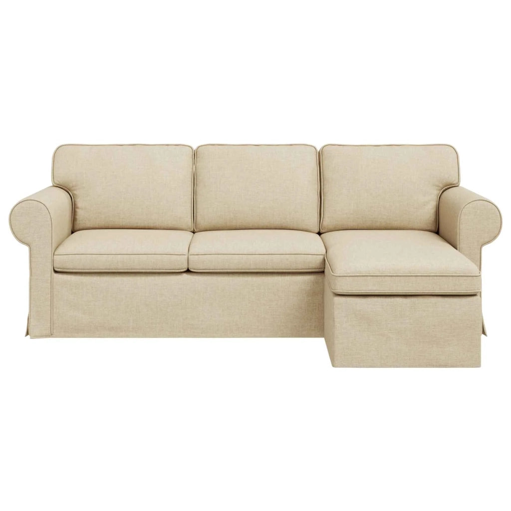 Divano Crema 215 x 138 x 80 cm Tessuto