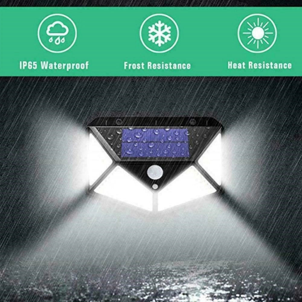 Trade Shop - Faro 114 Led Con Pannello Solare E Sensore Di Movimento Faretto Crepuscolare -