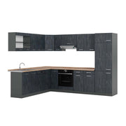 Cucina angolare completa R-Line Calce nera/Antracite 287 x 227 cm PL Rovere Vicco