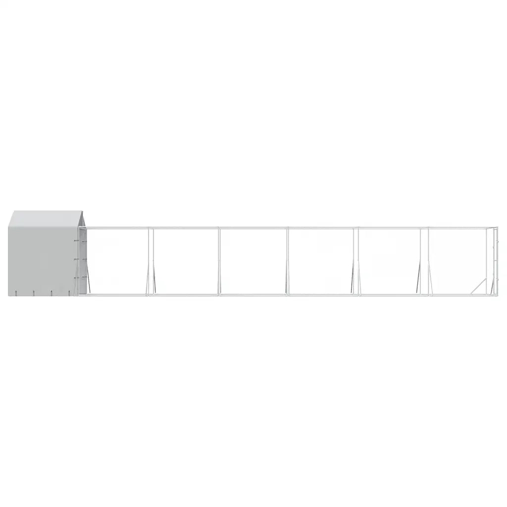 Cuccia Cani da Esterno Tetto Argento 2x14x2,5 m Acciaio Zincato 3190477
