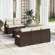 Set di divani 6 pcs Marrone e Crema polyrattan