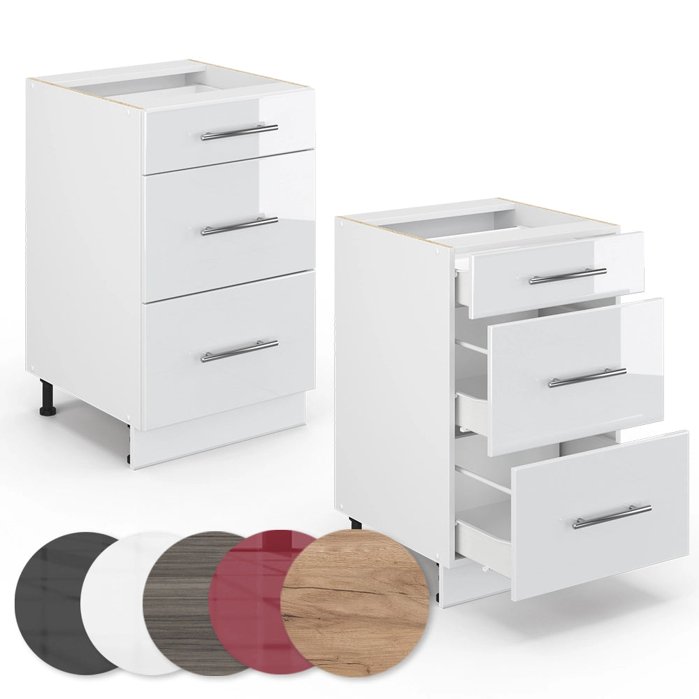 Vicco Mobiletto base per cucina Bianco lucido 50 cm senza piano di lavoro