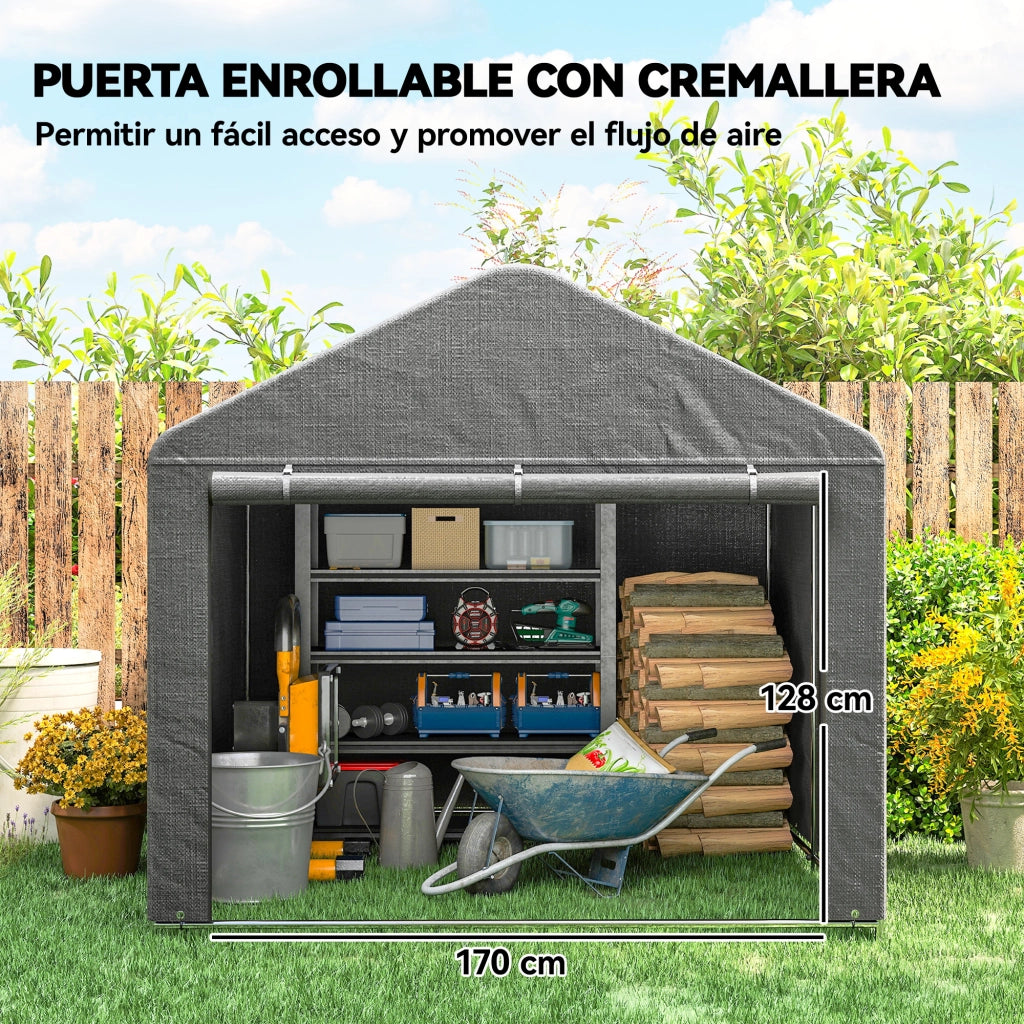 Carpa per Biciclette da Giardino ¨C Zephmum ¨C Grigio 2.4x2x2 m Impermeabile Anti-UV