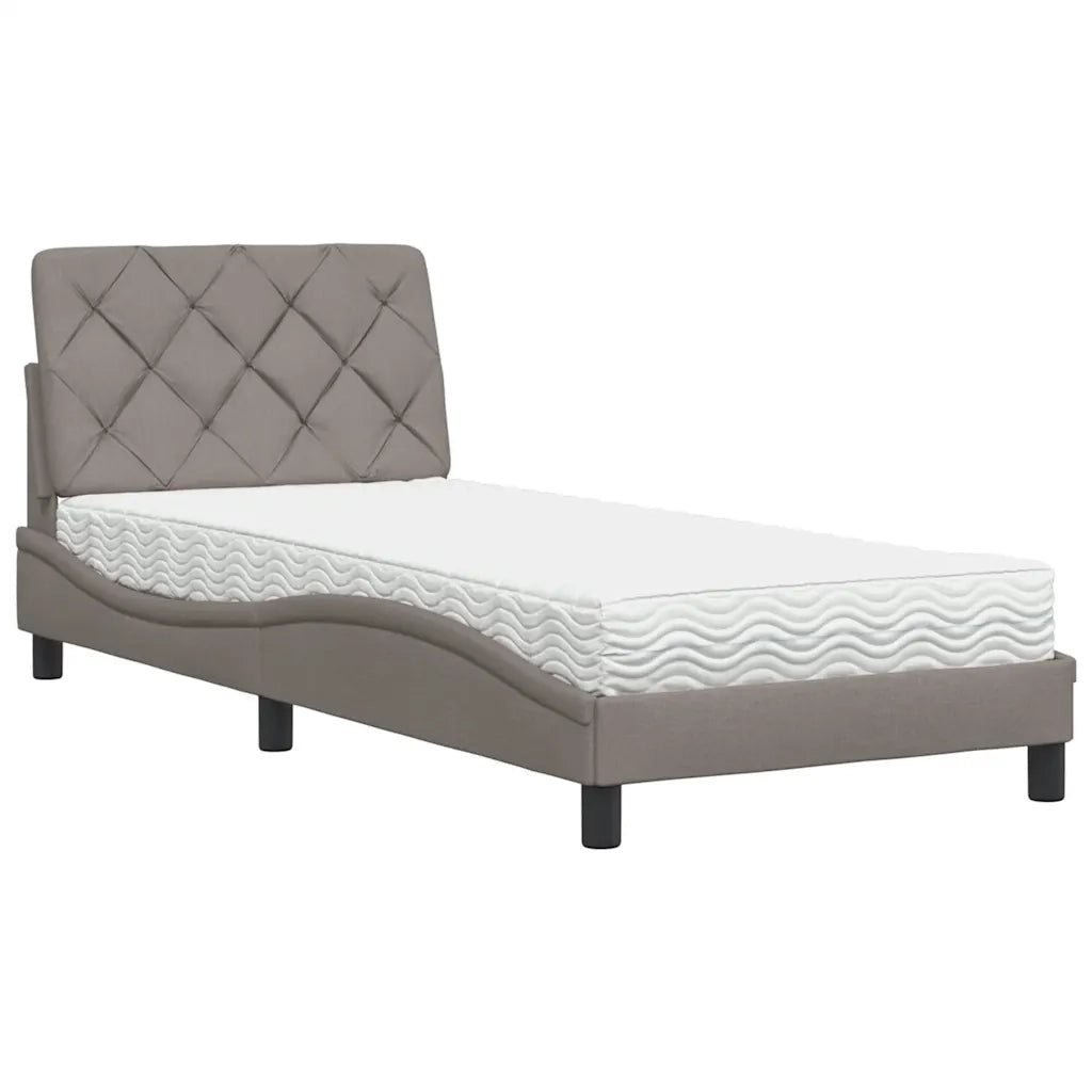 Letto con Materasso Tortora 90x190 cm in Tessuto 3310710