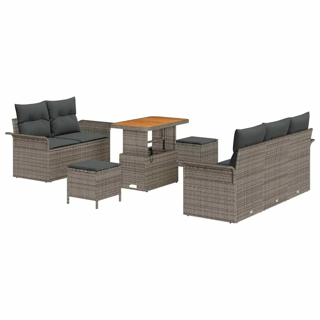 Set Divano da Giardino con cuscino 8 pcs Grigio polyrattan 3362083