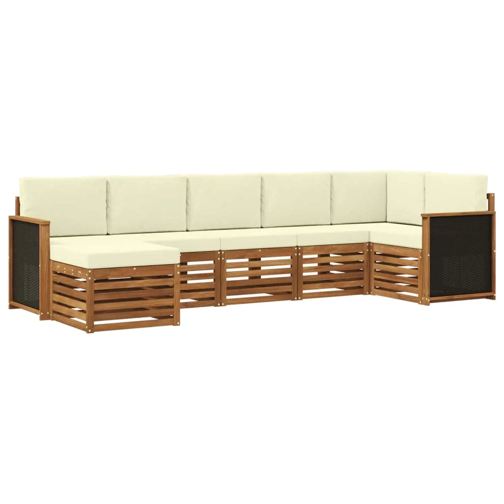 Set divano sezionale con cuscino 6 pcs Naturale e Crema
