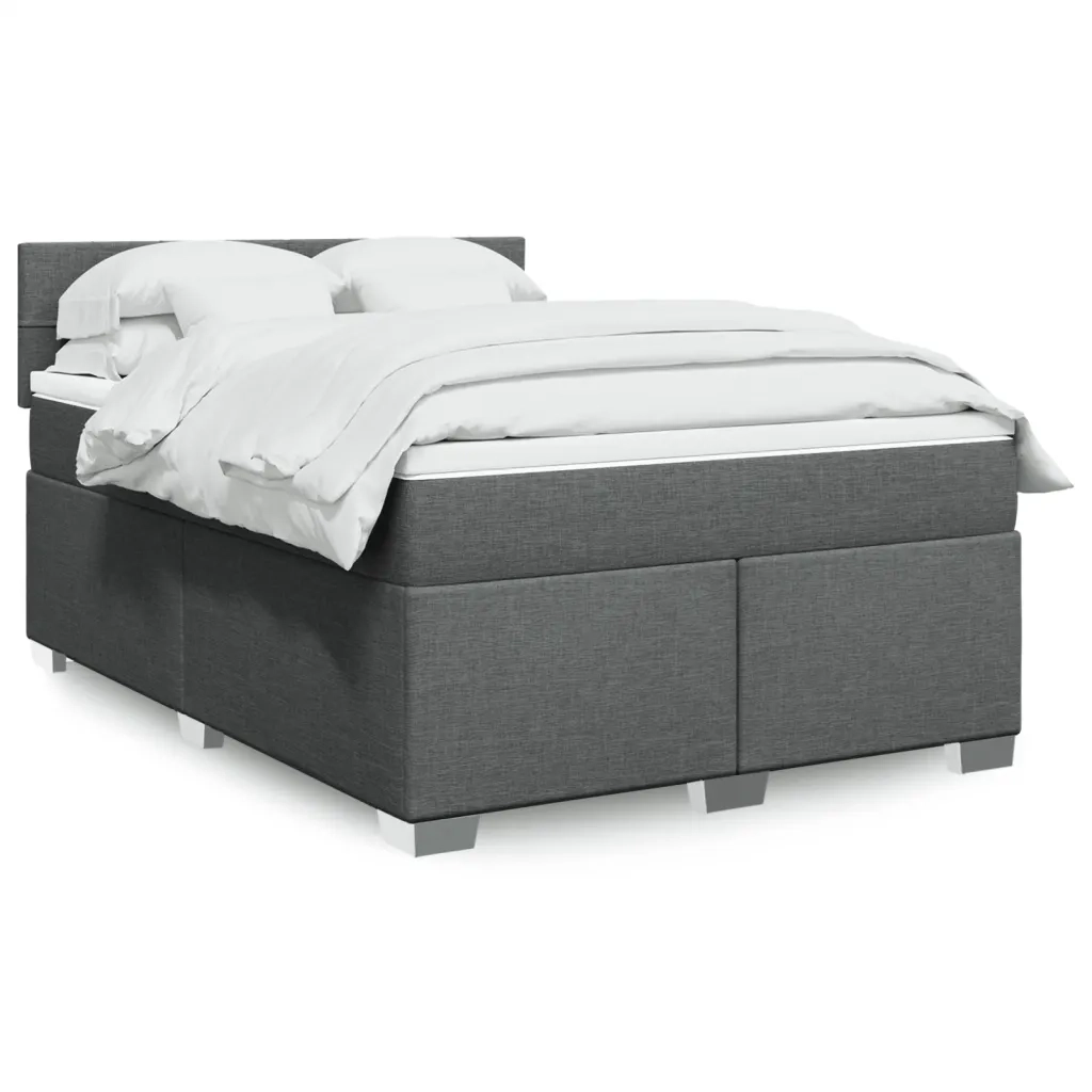 Giroletto a Molle con Materasso Grigio Scuro 160x200 cm Tessuto 3285940