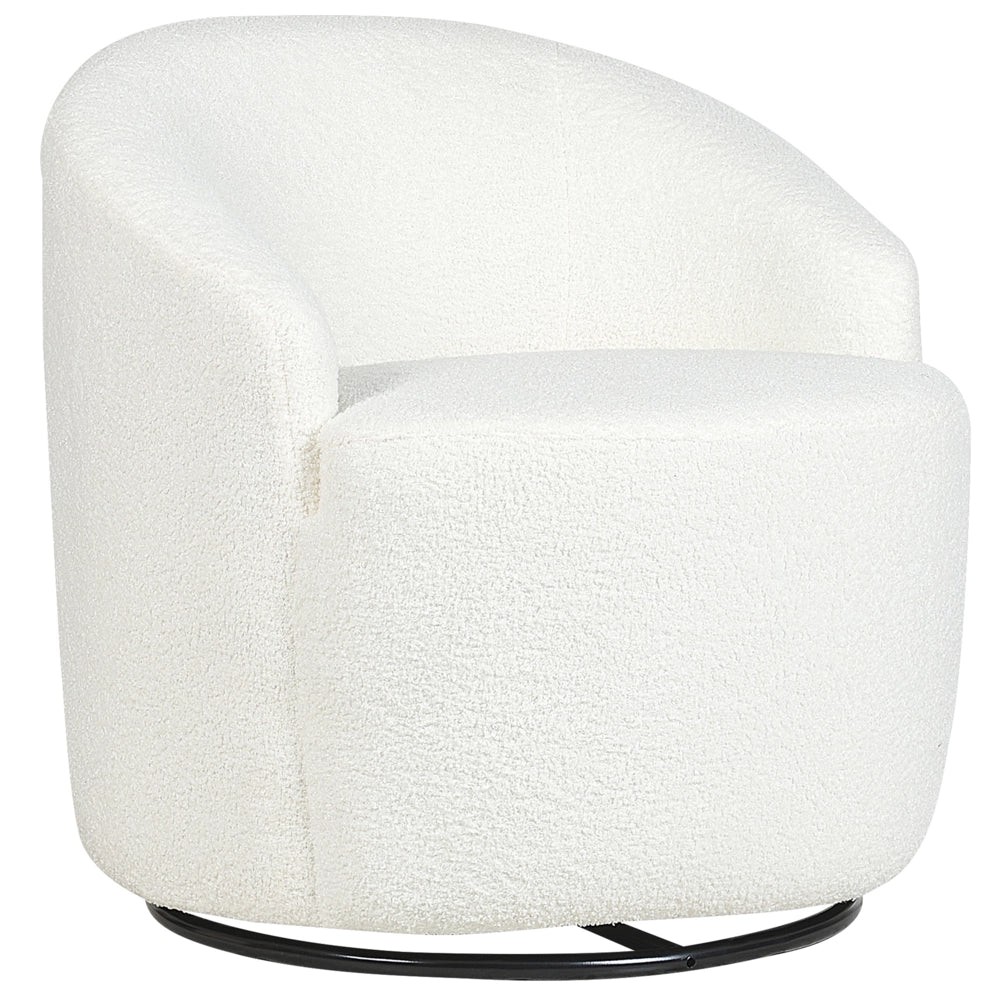 Poltrona Poltroncina Glamour Art Deco Boucle Bianco con base Girevole 360° Stile Retro Glamour Art Deco dorato