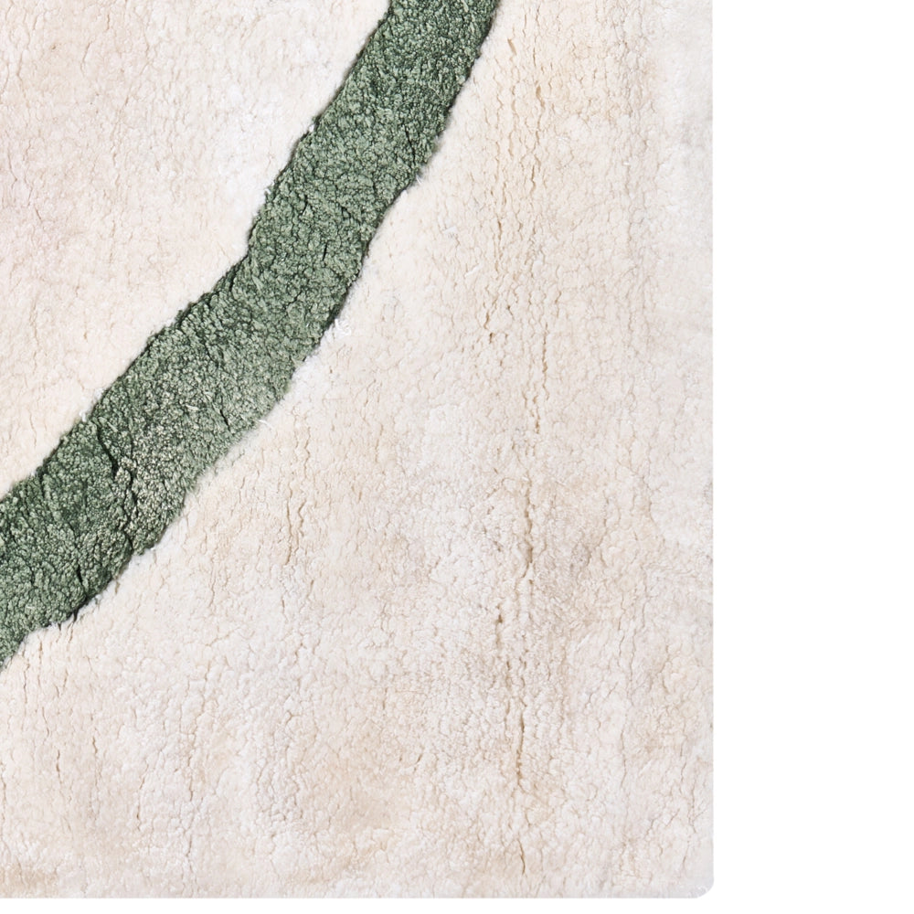 Tappeto beige chiaro con motivo astratto in viscosa verde 160 x 230 cm stile moderno glamour