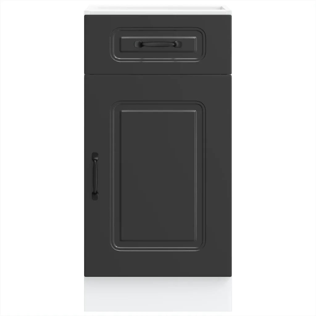 Mobile contenitore da cucina ottimizzato 40 x 46 x 81,5 cm con piedini regolabili stile moderno legno composito nero 02_0049891