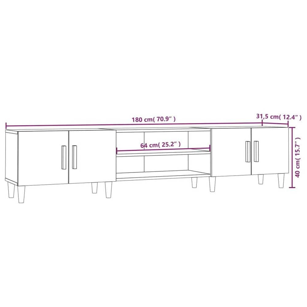 TV Cabinet White 180 X 31.5 X 40 Cm Wood-based Material