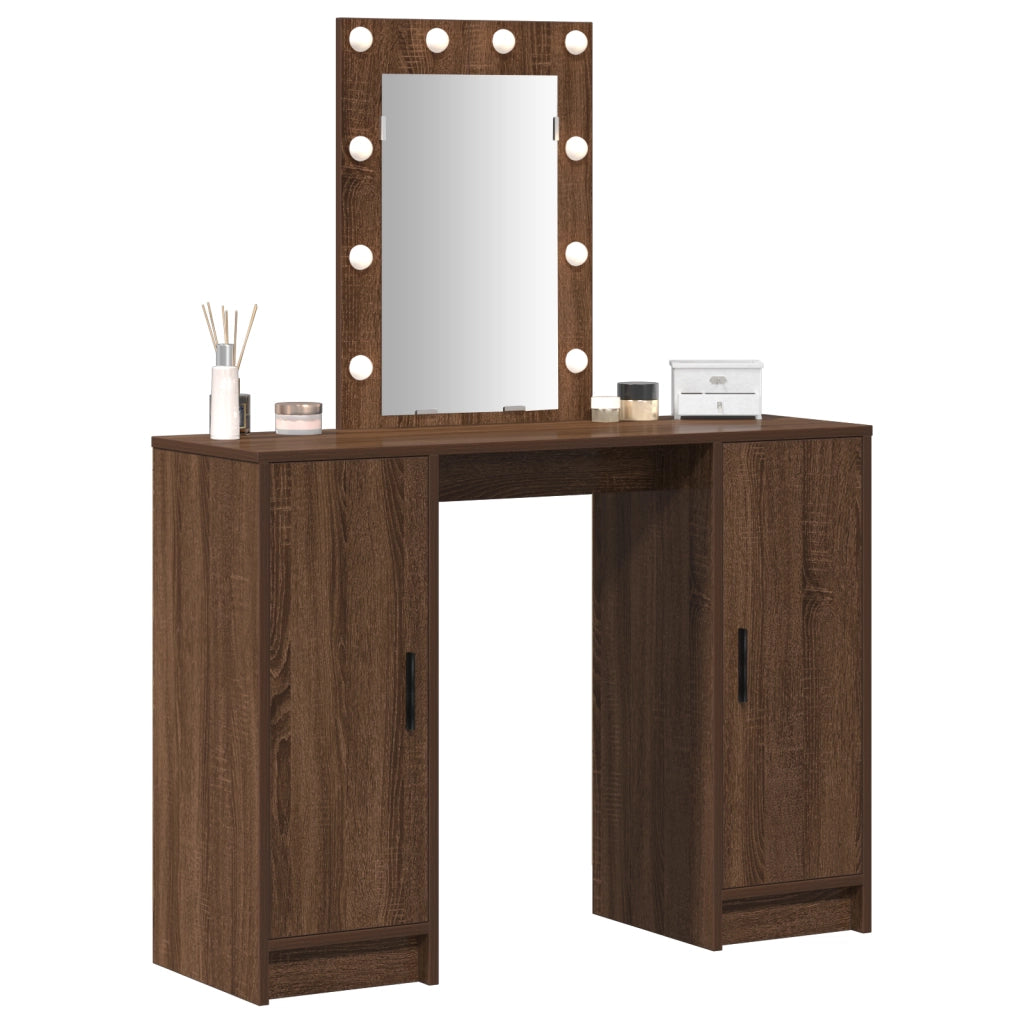 Toeletta  con luci LED Rovere Marrone 102x33x135 cm