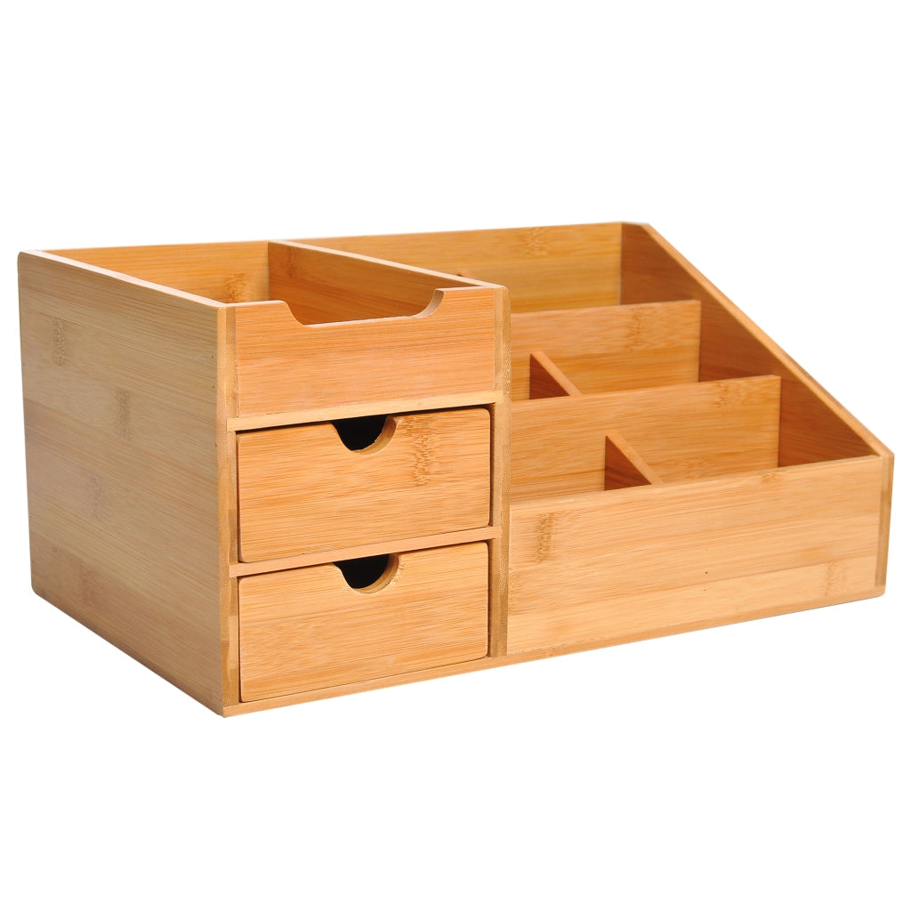 Organizzatore per Scrivania in Bamb¨´ con 2 Cassetti e 6 Scomparti ¨C zephmum ¨C 33x20,5x15,5 cm