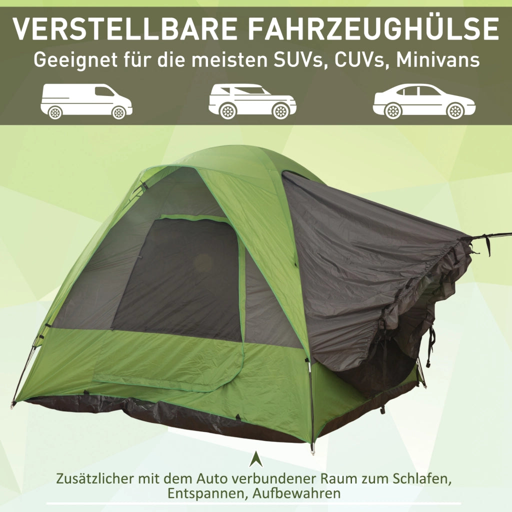 Tenda da campeggio 4-5 persone ¨C Zephmum ¨C Verde, Poliestere fibra di vetro, 300x300x230 cm
