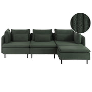 Divano componibile a 3 posti con angolo a sinistra in velluto a coste verde design moderno