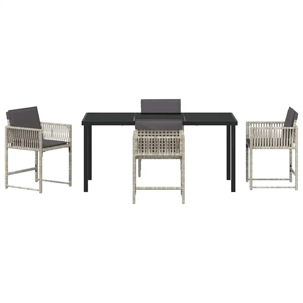 Set da Pranzo per Giardino 5 pz | Set Salotto da Giardino Grigio chiaro polyrattan