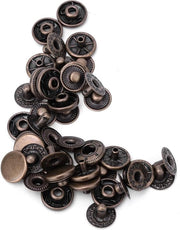 Set di 50 viti a pressione in rame puro, 10 mm, 12,5 mm, 15 mm, viti a pressione metalliche, set di viti a pressione, chiodi a molla per pelle e viti a pressione per abbigliamento, pelle, jeans, giacche, bracciali, borse (12,5