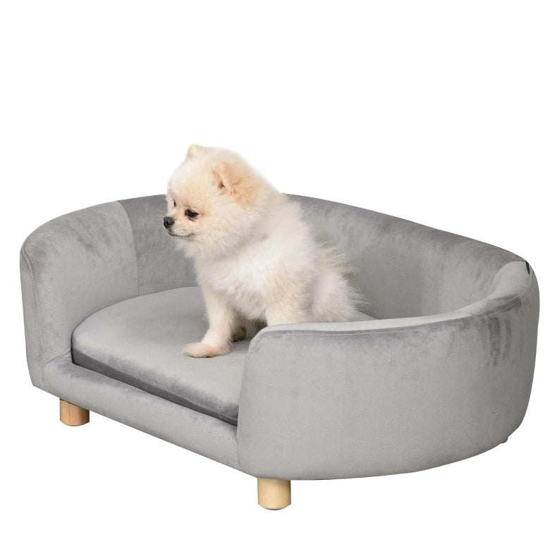 Divanetto per cani e gatti in velluto grigio 86 x 55 x 33 cm