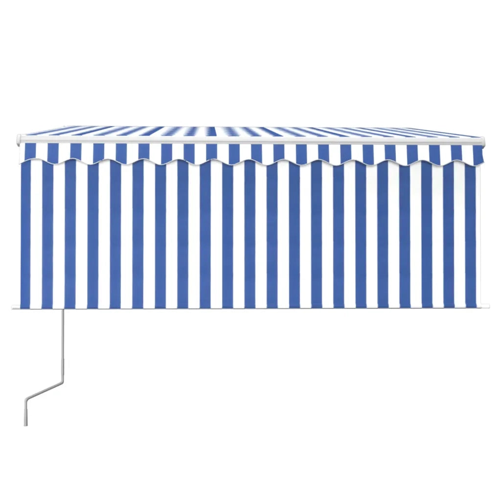 Tenda Sole Retrattile Automatica Parasole 3,5x2,5m Blu Bianco 3069286