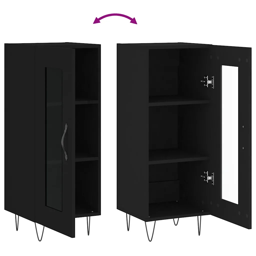 Credenza | Madia | Buffet da pranzo | Armadio da pranzo Nero 34,5x34x90 cm in Legno Multistrato