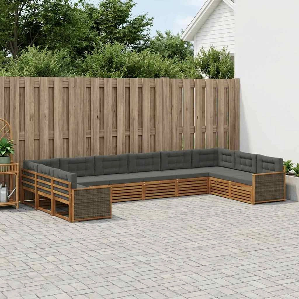 Set divani 10 pz Legno di Acacia Massello 3383890