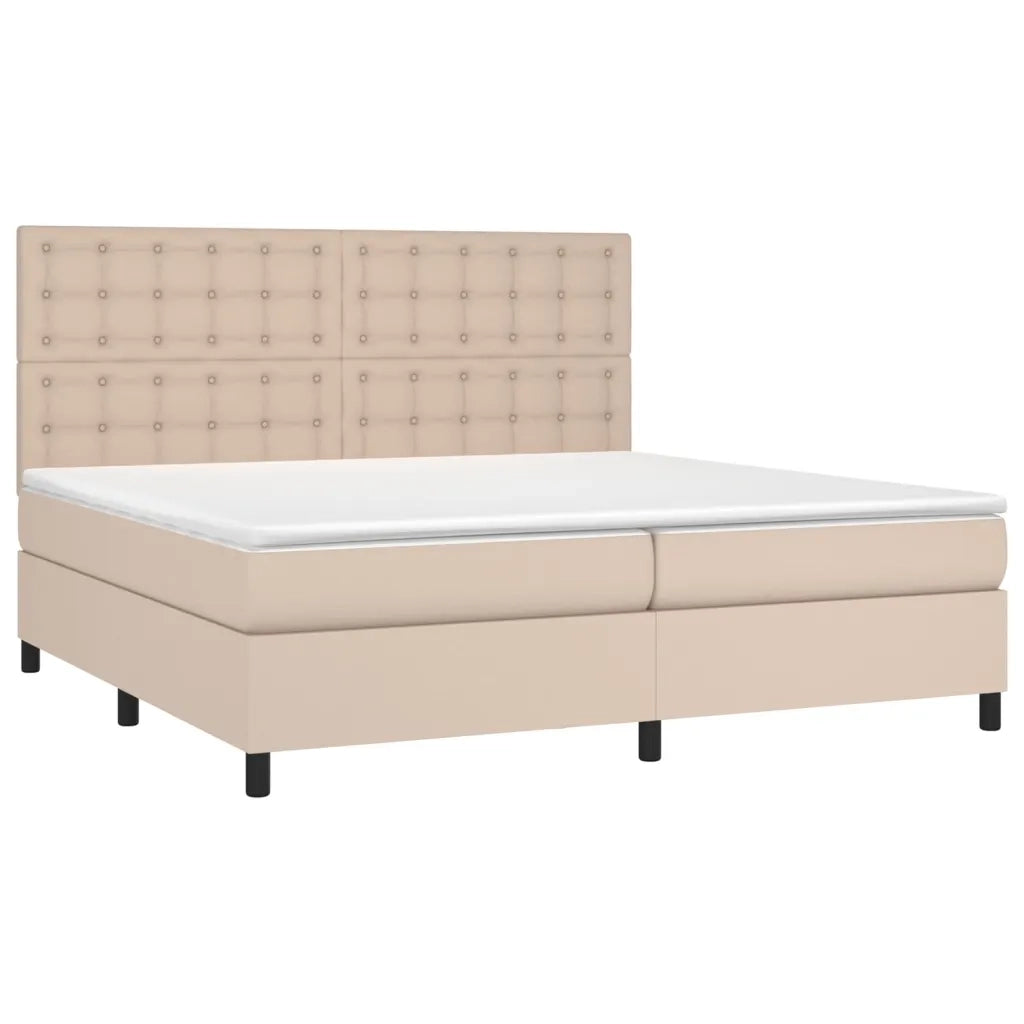 Giroletto Molle Materasso e LED Cappuccino 200x200cm Similpelle 3135968