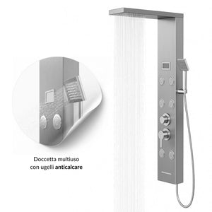 Colonna doccia york acciaio 4 funzioni display controllo temperatura 2 finiture *** finitura- cromo spazzolato, confe...