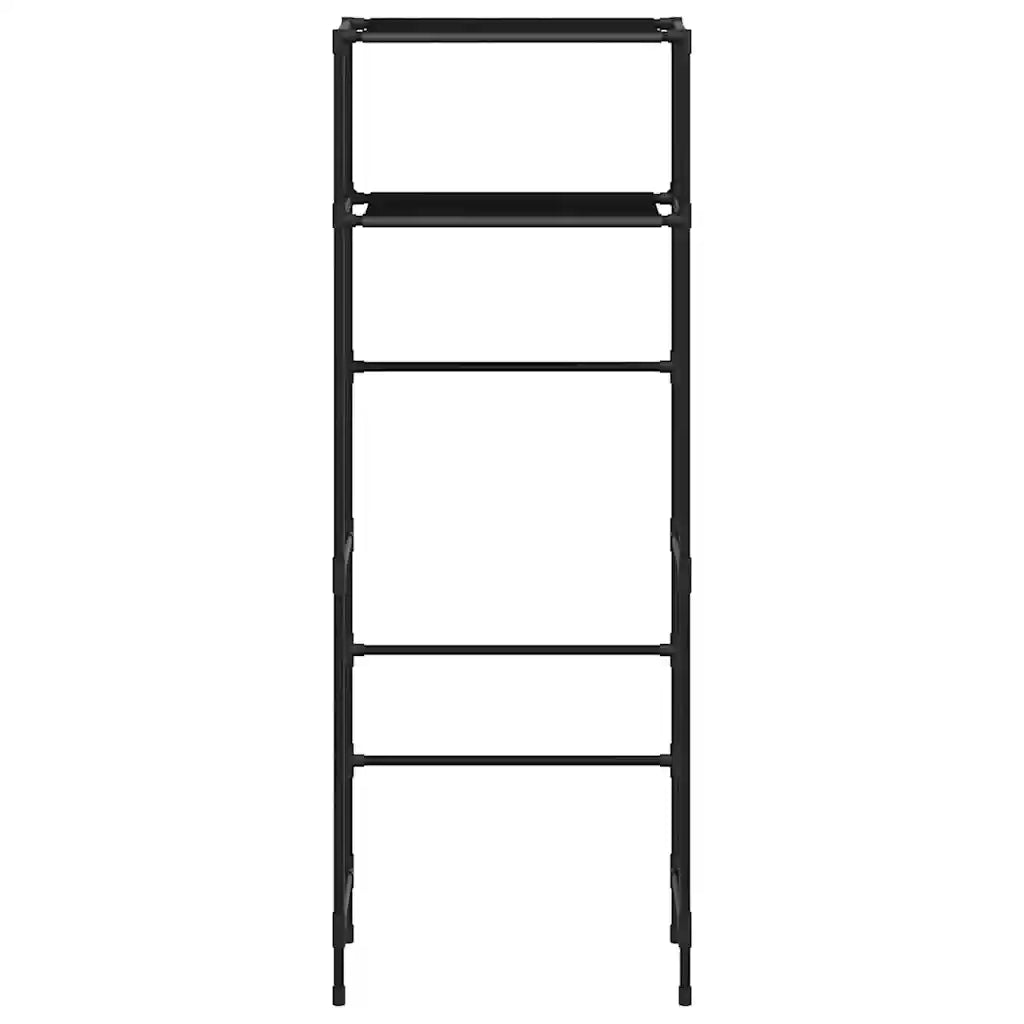Rastrelliera per Bagno a 2 Livelli Nera 53,5x28x143 cm Ferro 343133