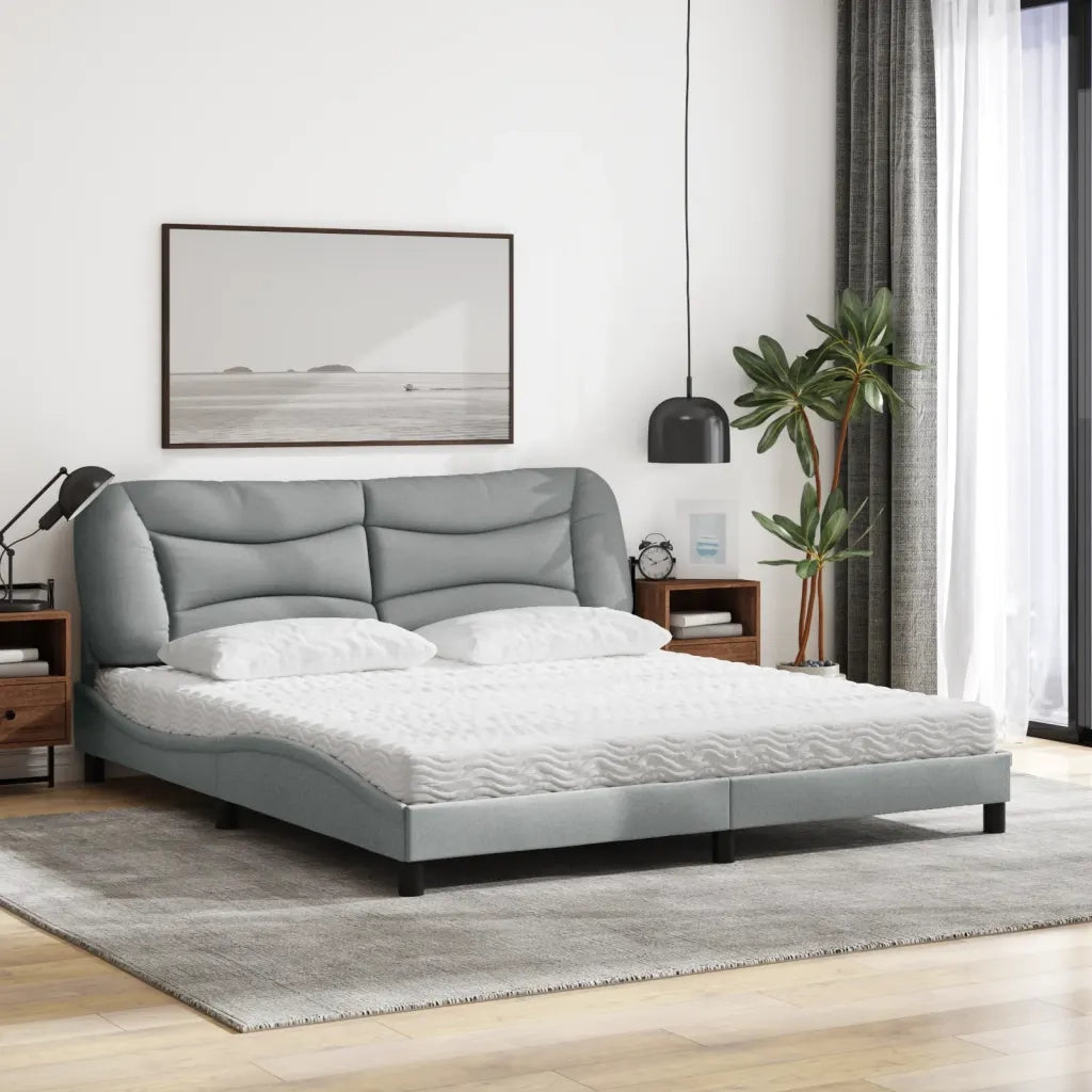 Letto con Materasso Hvar Grigio Chiaro180x200 cm Tessuto 3208548