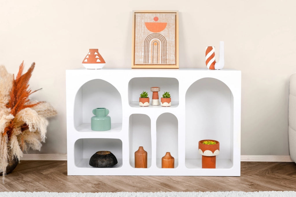 Credenza in legno "Liva" - 120 x 37 x 74 cm - Bianco