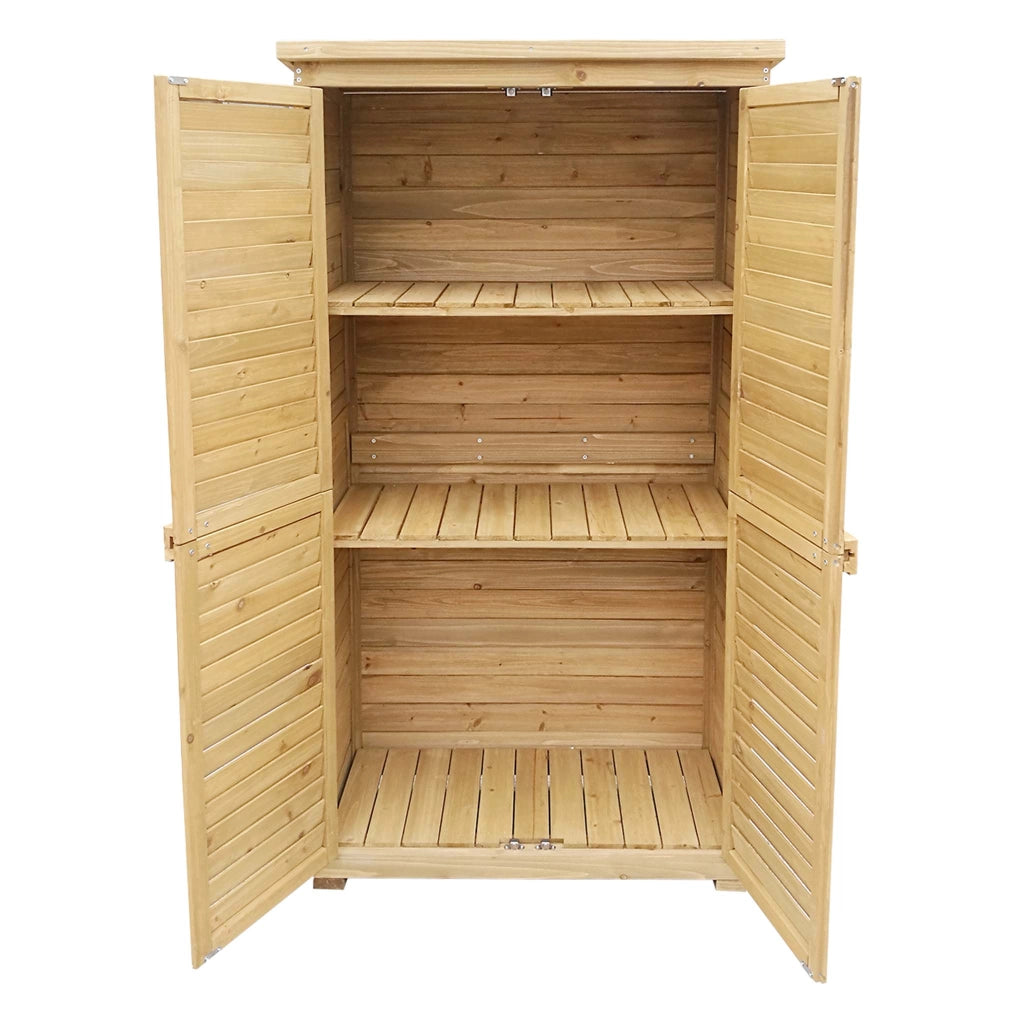 Armadio da giardino con ante battenti a persiana 870x465x1600 mm legno di abete con tetto in bitume