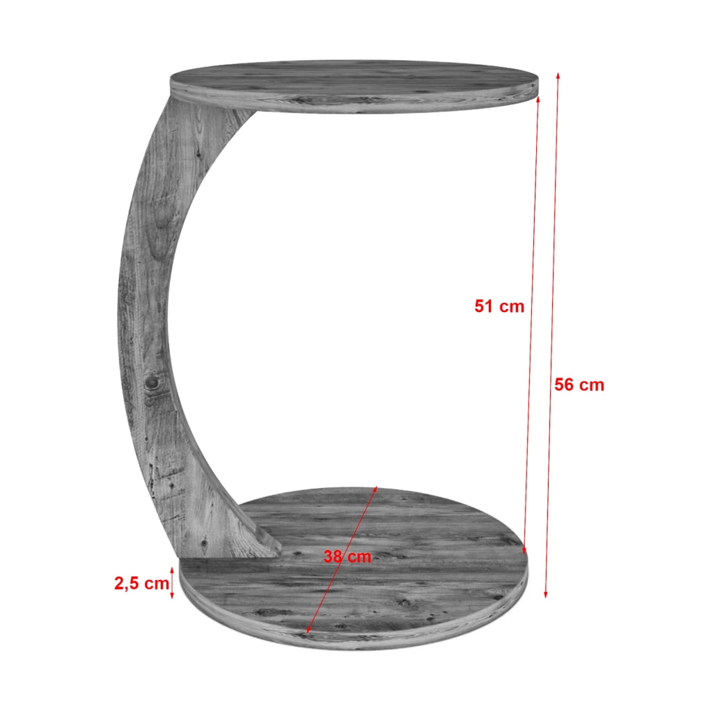 Tavolino rotondo con ruote 56 x 38 cm effetto legno 03_0008665