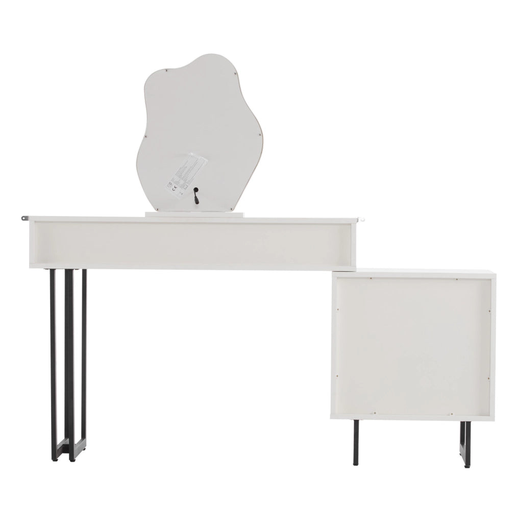 Tavolo da trucco con specchio LED dimmerabile; 100x40x76 cm; bianco