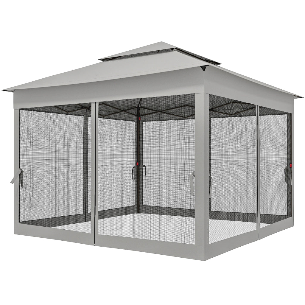 Gazebo da Giardino Pieghevole Impermeabile Anti UV ¨C zephmum ¨C Grigio 300x300x220 cm