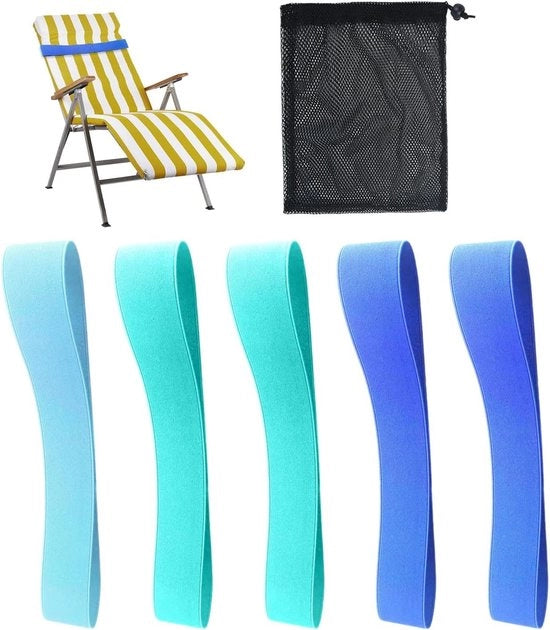 Organizzatore per borse da spiaggia con tasca di stoccaggio e cintura elastica - Accessori per il sole - Articolo regolabile - Set di 5 pezzi per la giornata in spiaggia
