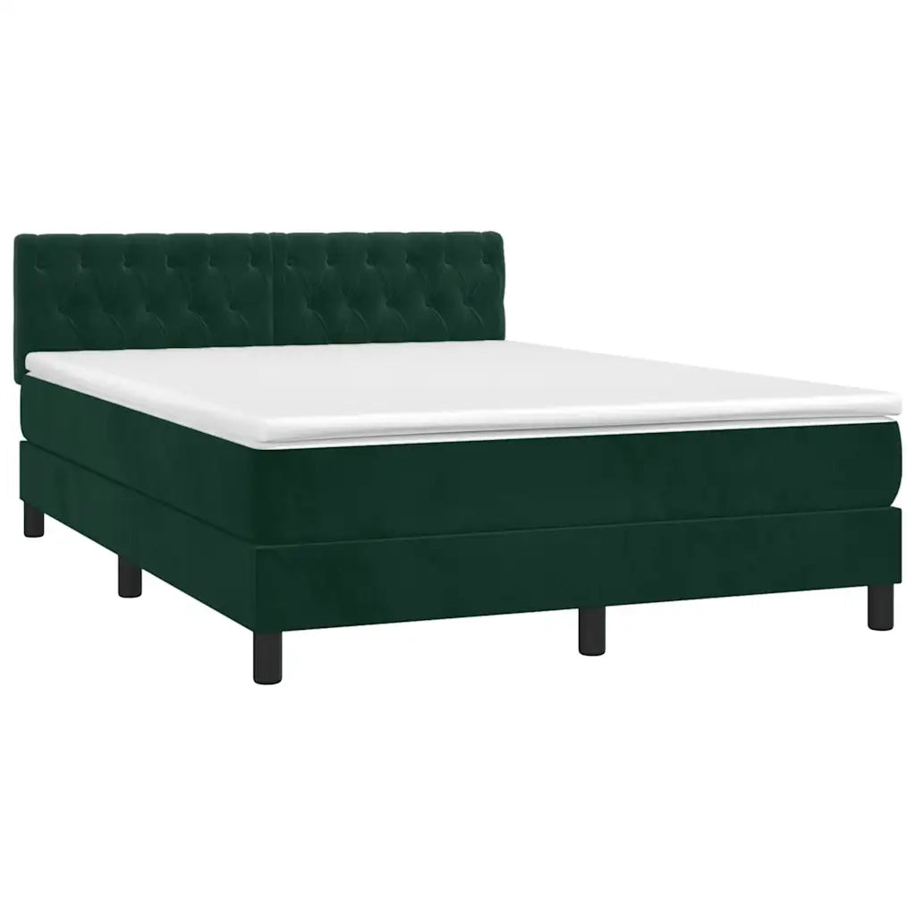 Giroletto a Molle con Materasso Verde Scuro 140x190 cm Vellutocod mxl 75662